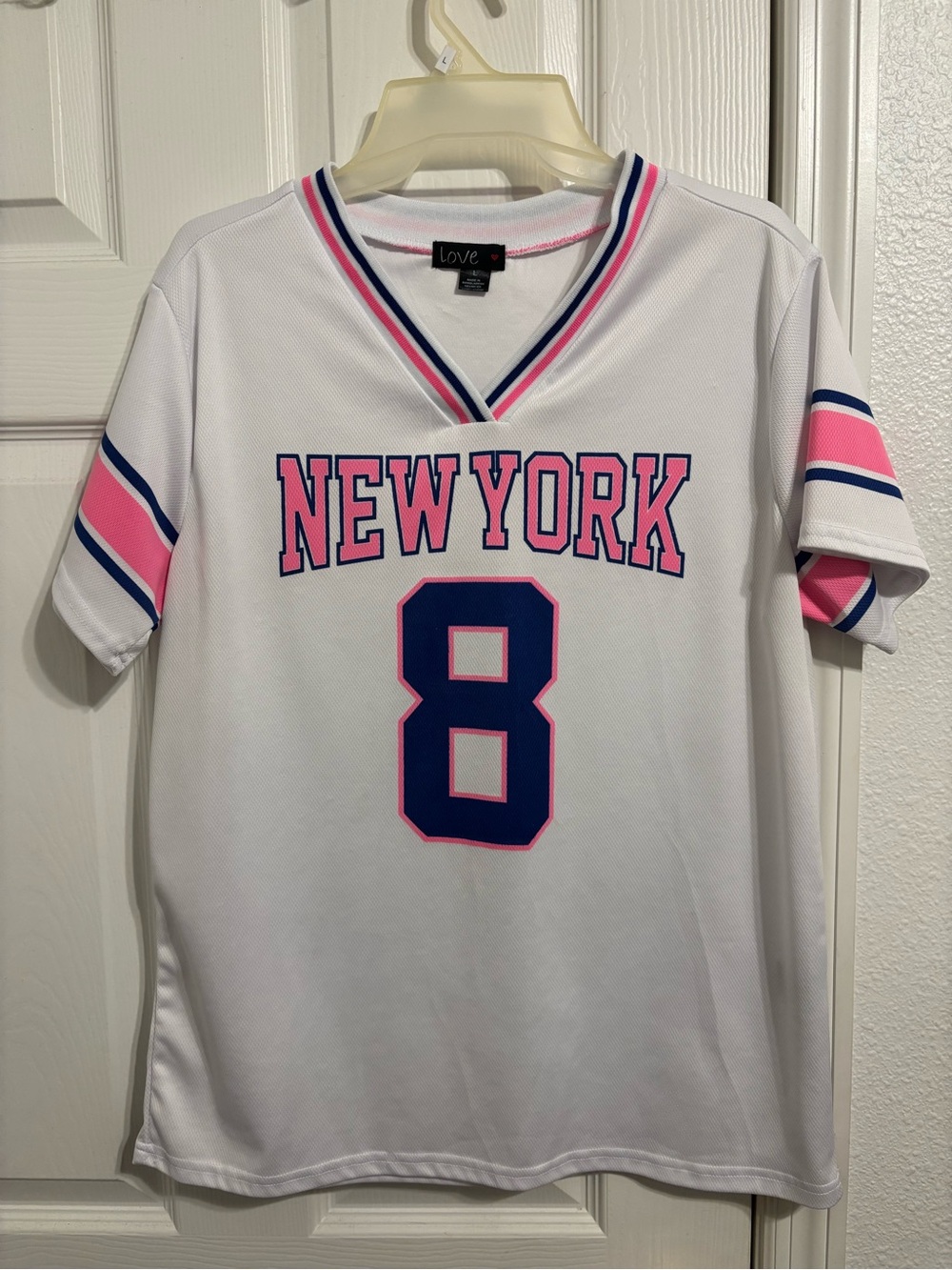 Love White Jersey with Pink and Navy NEW YORK 8